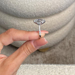 Load image into Gallery viewer, Show-Stopping Engagement Ring / 5.50 Carat Pear Shaped Luxurious Diamond Ring / IGI Certified E-VVS2 / 18k White Gold / Hidden Halo &amp; Pave image 4