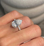 Load image into Gallery viewer, Show-Stopping Engagement Ring / 5.50 Carat Pear Shaped Luxurious Diamond Ring / IGI Certified E-VVS2 / 18k White Gold / Hidden Halo &amp; Pave image 2