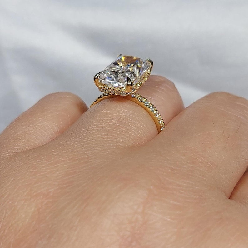 Radiant Cut Moissanite Engagement Ring, Radiant Cut Engagement Ring, Radiant Cut Solitaire, 5 Ct Radiant Cut, Solitaire Promise Ring. image 4