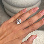 Load image into Gallery viewer, Show-Stopping Engagement Ring / 5.50 Carat Pear Shaped Luxurious Diamond Ring / IGI Certified E-VVS2 / 18k White Gold / Hidden Halo &amp; Pave image 1