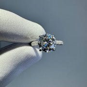 2.5ct Moissanite Engagement Ring: Round Hidden Halo, Pave Band Luxury Ring Gold Platinum Jewelry image 2