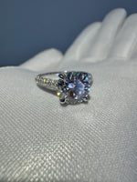 Load image into Gallery viewer, 2.5ct Moissanite Engagement Ring: Round Hidden Halo, Pave Band Luxury Ring Gold Platinum Jewelry image 9