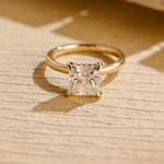 Load image into Gallery viewer, Solid Gold Princess Cut Moissanite Engagement Ring