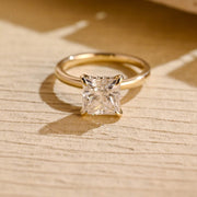 Solid Gold Princess Cut Moissanite Engagement Ring