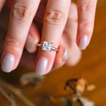 Load image into Gallery viewer, Princess Cut Moissanite Engagement Ring in Solid Gold with Hidden Halo, ZL151 image 4