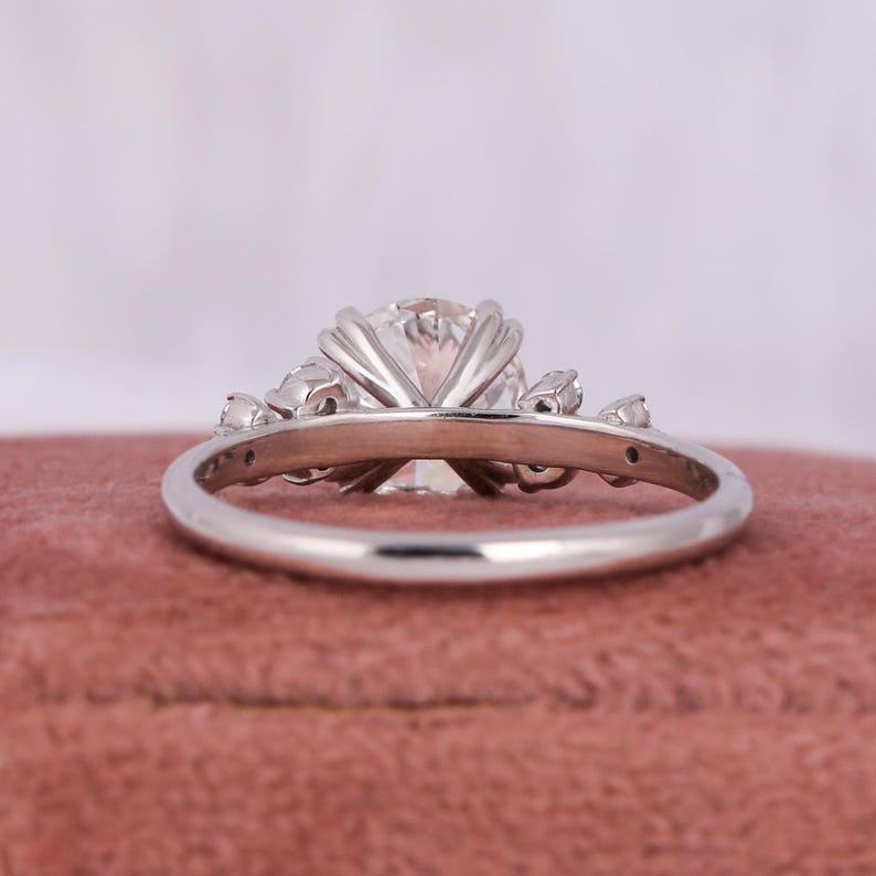 Lab Grown 1.0-3.0 CT Round Diamond 14K White Gold Cluster Engagement Ring image 5