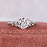 Load image into Gallery viewer, 1.0 to 3.0 CT 
Round Lab Grown Diamond 
14K White Gold Engagement Ring
Unique Snowdrift 8 Prong Diamond Cluster Promise Ring
Wedding Ring