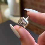 Load image into Gallery viewer, Emerald Cut 2.5ct Lab Diamond Solitaire Ring, Bezel Set Solid Gold, Modern Elegance image 4