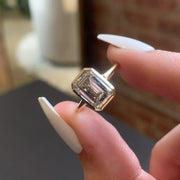 Emerald Cut 2.5ct Lab Diamond Solitaire Ring, Bezel Set Solid Gold, Modern Elegance image 4