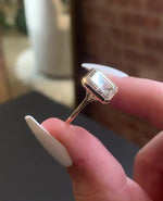 Load image into Gallery viewer, Emerald Cut 2.5ct Lab Diamond Solitaire Ring, Bezel Set Solid Gold, Modern Elegance image 5