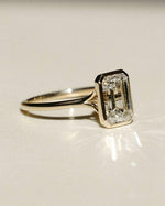 Load image into Gallery viewer, Emerald Cut 2.5ct Lab Diamond Solitaire Ring, Bezel Set Solid Gold, Modern Elegance image 1