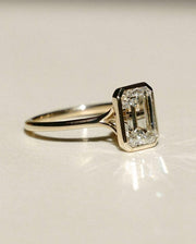 Emerald Cut 2.5ct Lab Diamond Solitaire Ring, Bezel Set Solid Gold, Modern Elegance image 1