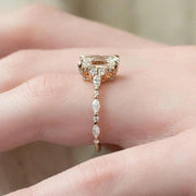 Hidden Halo Radiant Cut Ring, 3.30ct Radiant Cut Moissanite Diamond Ring, 14K Yellow Gold Engagement Ring, Dainty Promise Ring, Gift For Her image 2