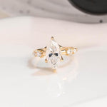 Load image into Gallery viewer, Solid Gold Hidden Halo Marquise Cut Moissanite Engagement Ring, Dainty Promise Ring, Proposal Ring, Bridal Ring, Anniversary Gift for Wife image 1