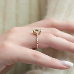 Load image into Gallery viewer, Hidden Halo Radiant Cut Ring, 3.30ct Radiant Cut Moissanite Diamond Ring, 14K Yellow Gold Engagement Ring, Dainty Promise Ring, Gift For Her image 4