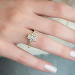 Load image into Gallery viewer, Hidden Halo Radiant Cut Ring, 3.30ct Radiant Cut Moissanite Diamond Ring, 14K Yellow Gold Engagement Ring, Dainty Promise Ring, Gift For Her image 7