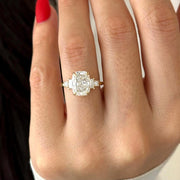 3 Carat Elongated Cushion E VVS2 Lab Grown Diamond 5 Stone Ring / 14k Yellow Gold Engagement Ring / Elongated Diamond Wedding Ring image 1