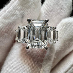 Load image into Gallery viewer, Certified 14K Gold 3.7CT F VVS2 2EX Lab Grown Emerald Cut Diamond Engagement Ring image 1