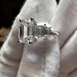 Load image into Gallery viewer, Certified 14K Gold 3.7CT F VVS2 2EX Lab Grown Emerald Cut Diamond Engagement Ring image 6