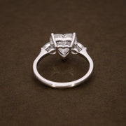 Heart Shape Lab Grown Diamond Engagement Ring, 2.83 CTW Heart & Pear Shape IGI Certified Diamonds, Three Stone Ring image 2