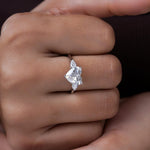 Load image into Gallery viewer, Heart Shape Lab Grown Diamond Engagement Ring, 2.83 CTW Heart &amp; Pear Shape IGI Certified Diamonds, Three Stone Ring image 4