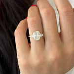 Load image into Gallery viewer, 3 Carat Elongated Cushion E VVS2 Lab Grown Diamond 5 Stone Ring / 14k Yellow Gold Engagement Ring / Elongated Diamond Wedding Ring image 6