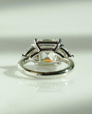Asscher Cut IGI Certified Lab Diamond Ring, Trillion Side Stones, Elegant image 2
