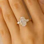Load image into Gallery viewer, Petite Oval Cut Moissanite Diamond Three Stone Engagement Ring, 10K Solid Gold Promise Ring, Dainty Minimalist Jewelry image 2
