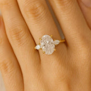 Petite Oval Cut Moissanite Diamond Three Stone Engagement Ring, 10K Solid Gold Promise Ring, Dainty Minimalist Jewelry image 2