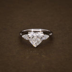 Load image into Gallery viewer, Heart Shape Lab Grown Diamond Engagement Ring, 2.83 CTW Heart &amp; Pear Shape IGI Certified Diamonds, Three Stone Ring image 1