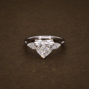 Heart Shape Lab Grown Diamond Engagement Ring, 2.83 CTW Heart & Pear Shape IGI Certified Diamonds, Three Stone Ring image 1