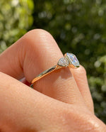 Load image into Gallery viewer, 1 CT Asscher Cut Lab Grown Diamond Engagement Ring, Bezel Setting Three Stone Ring Side Pear Cut Stones, 14K Solid Gold Wedding Ring