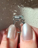 Load image into Gallery viewer, Asscher Cut IGI Certified Lab Diamond Ring, Trillion Side Stones, Elegant image 7