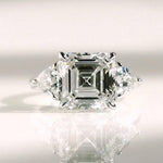 Load image into Gallery viewer, Asscher Cut IGI Certified Lab Diamond Ring, Trillion Side Stones, Elegant image 1