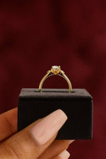Load image into Gallery viewer, Petite Oval Cut Moissanite Diamond Three Stone Engagement Ring, 10K Solid Gold Promise Ring, Dainty Minimalist Jewelry image 4