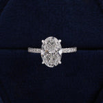 Load image into Gallery viewer, IGI Certified Lab Grown Oval Diamond Engagement Ring: Hidden Halo, Pavé Band image 7