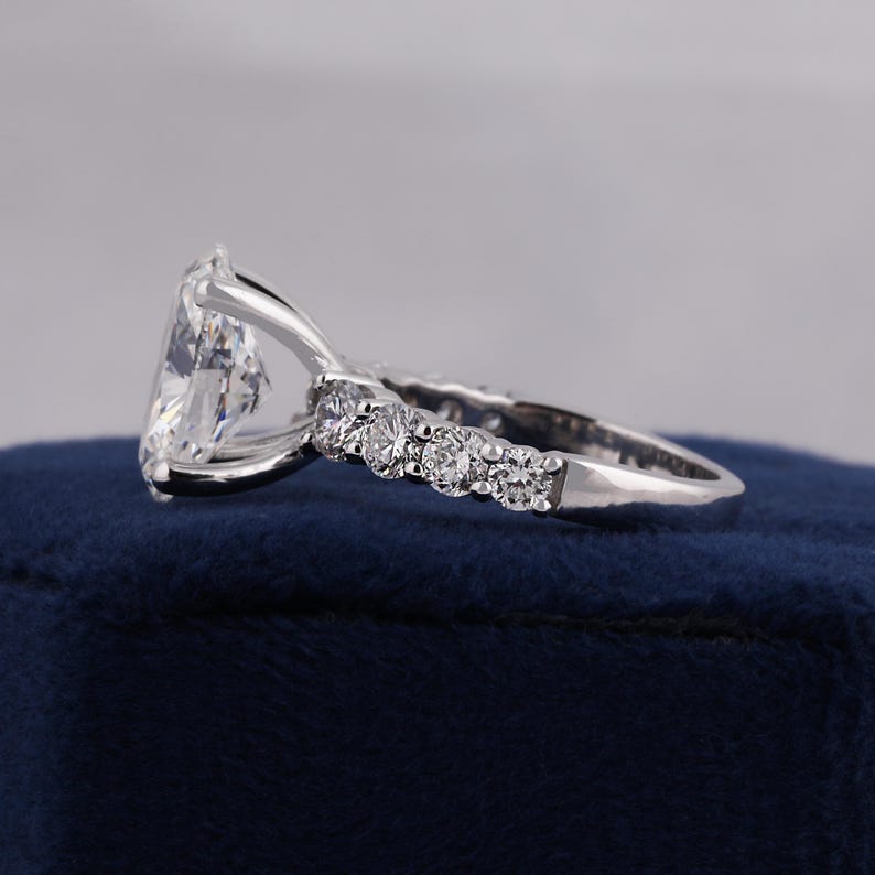 4.50 Carat Oval Lab Grown Diamond Engagement Ring: Pave 14K Gold, IGI Certified image 2