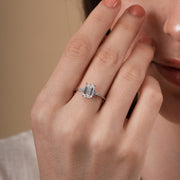 1.95 CTW Emerald Cut Lab Grown Diamond Engagement Ring | IGI Certified Ring with Marquise & Round Side Diamonds image 2