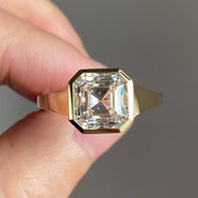 2CT Asscher Cut IGI Lab Diamond Solitaire Ring, 14K Gold Bezel Set image 1
