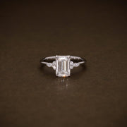 1.95 CTW Emerald Cut Lab Grown Diamond Engagement Ring | IGI Certified Ring with Marquise & Round Side Diamonds image 1