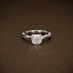 Load image into Gallery viewer, 2.14 CTW Cushion Cut Lab Grown Diamond Vine Halo Engagement Ring in D Colour VVS2 IGI Certified Promise Ring for Her image 1