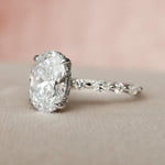 Load image into Gallery viewer, 2.00 CT Oval Moissanite Engagement Ring Set: Art Deco Bridal Halo, Matching Bands image 6