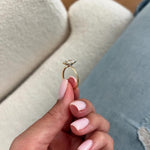 Load image into Gallery viewer, 2 Carat Pear Cut Lab Grown Diamond Half Bezel Modern Engagement Ring: Minimalist Solitaire Ring Made in 14k Yellow Gold image 3