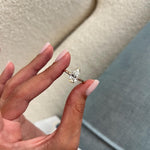 Load image into Gallery viewer, 2 Carat Pear Cut Lab Grown Diamond Half Bezel Modern Engagement Ring: Minimalist Solitaire Ring Made in 14k Yellow Gold image 4