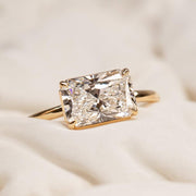Radiant Cut Diamond Engagement Ring 14K Gold Solitaire Ring Classic Rectangular Diamond Ring, Elegant Proposal Ring, Minimalist Fine Jewelry image 1