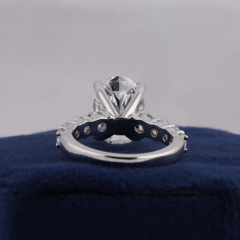 4.50 Carat Oval Lab Grown Diamond Engagement Ring: Pave 14K Gold, IGI Certified image 5