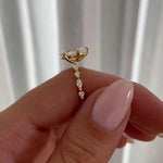 Load image into Gallery viewer, 2CT Pear Moissanite Engagement Ring Pear Solitaire Ring With Marquise and Round Accent Ring Pave Half Eternity Band Pear 14k Solid Gold Ring image 4