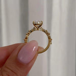 Load image into Gallery viewer, 2CT Pear Moissanite Engagement Ring Pear Solitaire Ring With Marquise and Round Accent Ring Pave Half Eternity Band Pear 14k Solid Gold Ring image 5
