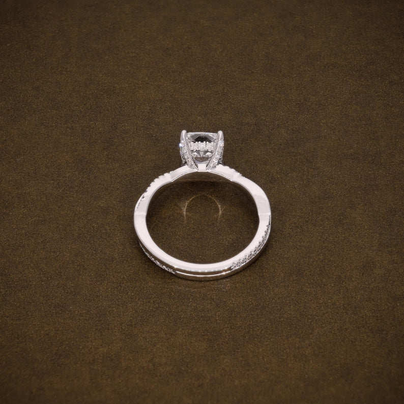 2.14 CTW Cushion Cut Lab Grown Diamond Vine Halo Engagement Ring in D Colour VVS2 IGI Certified Promise Ring for Her image 5