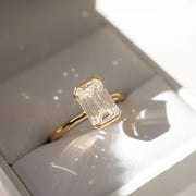 2CT Emerald Cut Lab Grown Diamond Engagement Ring: Half Bezel, IGI Certified image 1